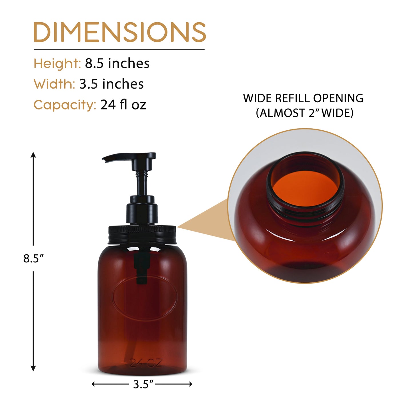 24 oz Wholesale Plastic Refillable Wide-Mouth Pump Bottle Dispensers