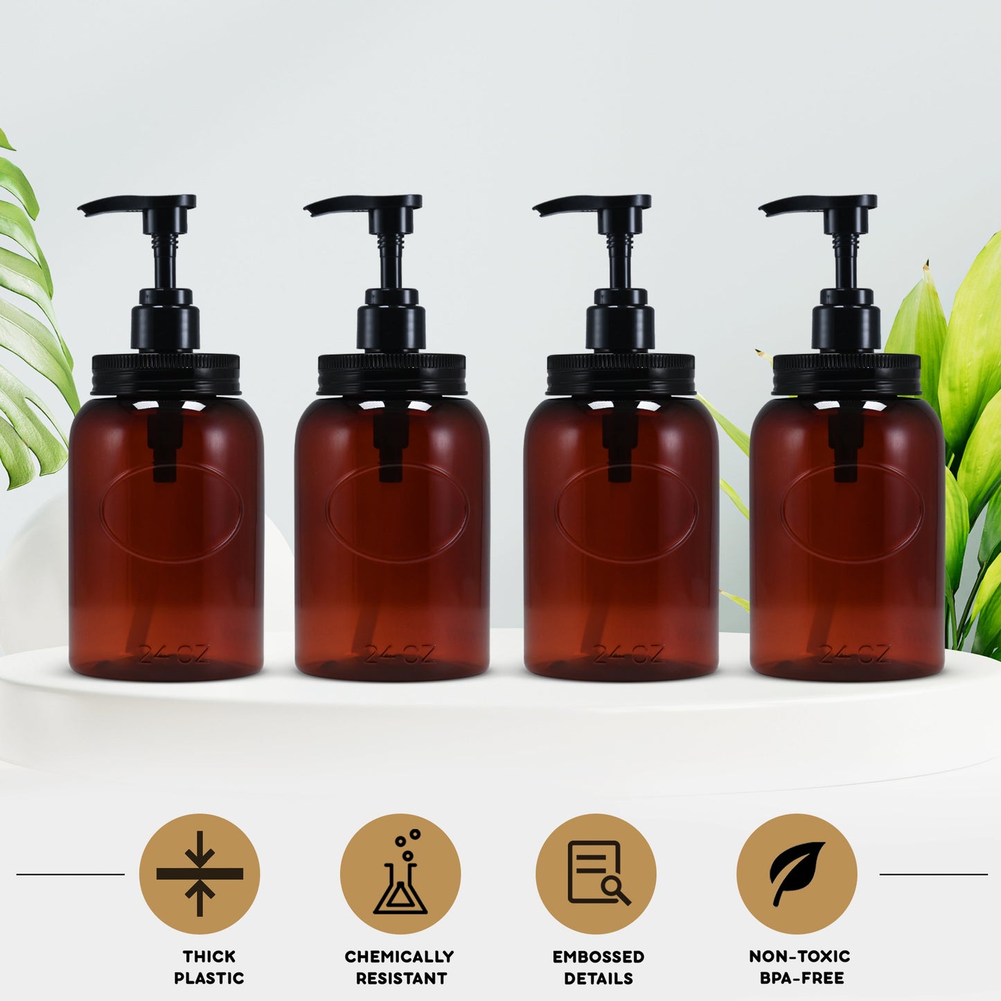 24 oz Wholesale Plastic Refillable Wide-Mouth Pump Bottle Dispensers