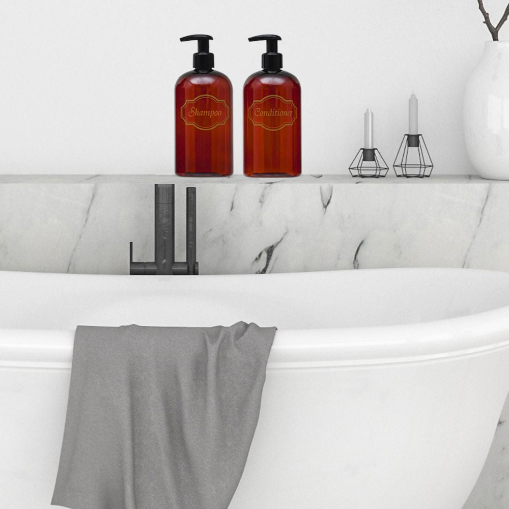 16 oz Wholesale Refillable Plastic Shampoo, Conditioner Shower Dispenser Set