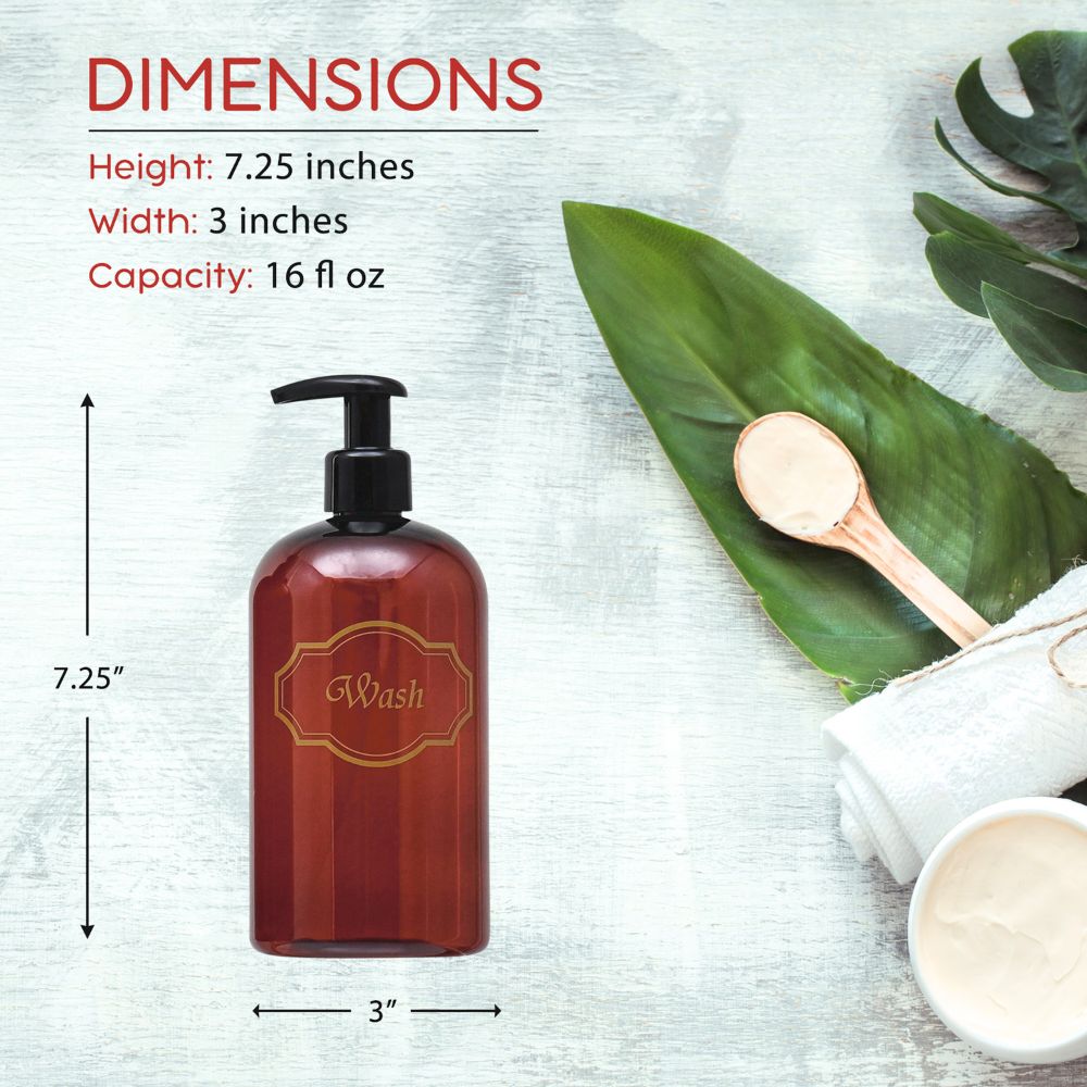 16 oz. Refillable Plastic Shampoo, Conditioner, Wash Shower Bottles with High-Viscosity Pumps