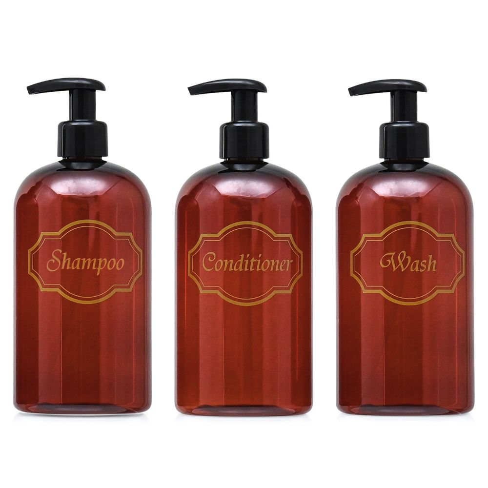 16 oz. Refillable Plastic Shampoo, Conditioner, Wash Shower Bottles with High-Viscosity Pumps