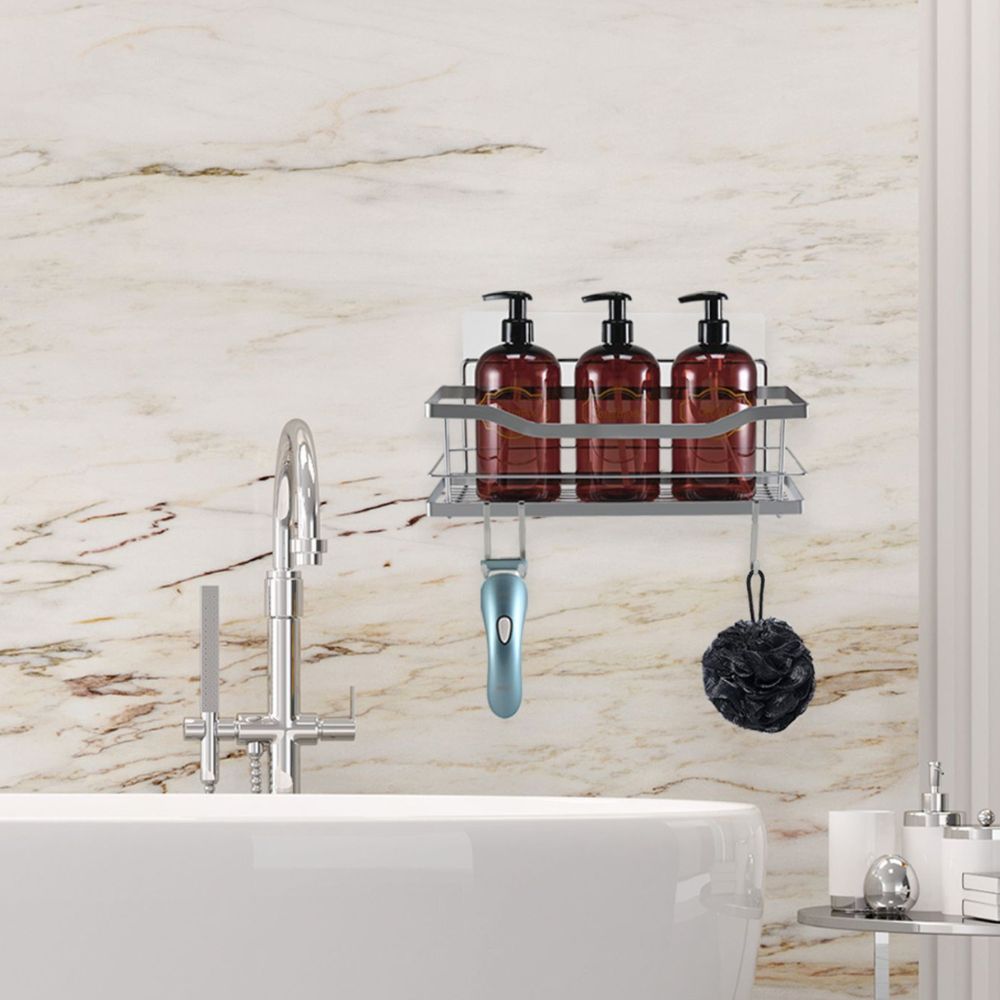 304 Stainless Steel Shower Caddies-Rustproof-No Drill-Removable Adhesive-Set of 2