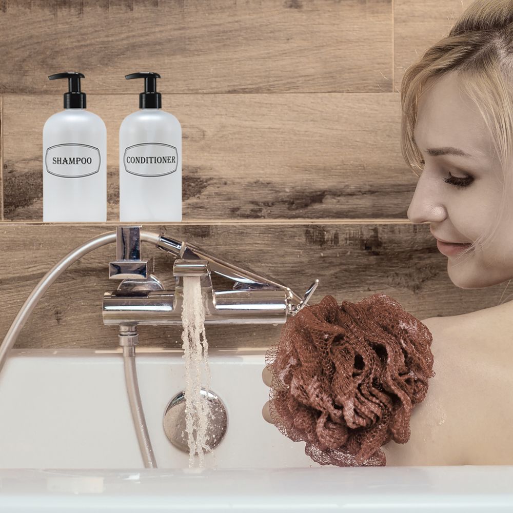16 oz Wholesale Refillable Plastic Shampoo, Conditioner Shower Dispenser Set