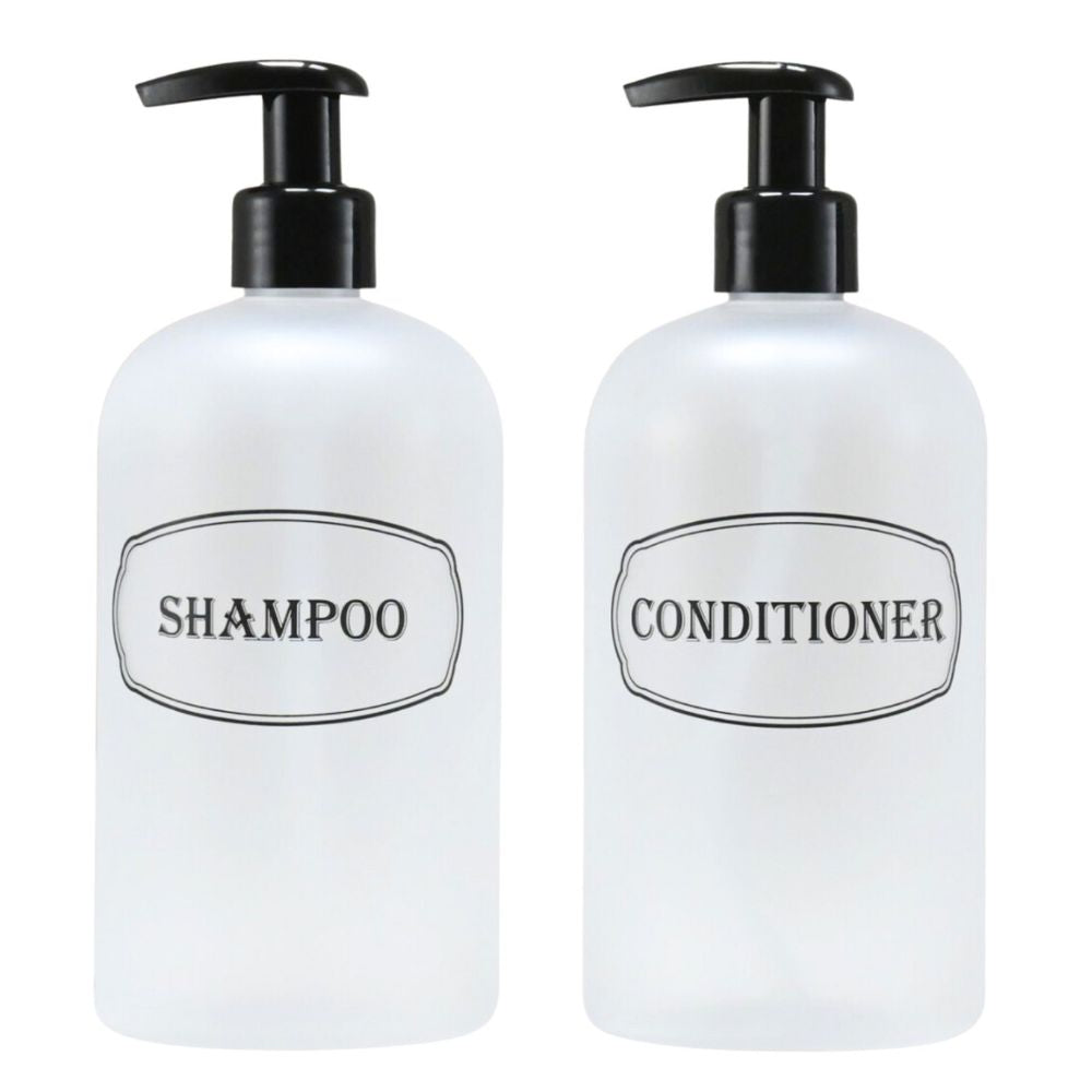 16 oz Wholesale Refillable Plastic Shampoo, Conditioner Shower Dispenser Set