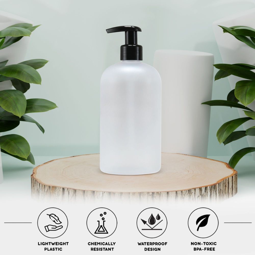 16 oz Empty PET Plastic Refillable Bottles-with Lotion Pumps