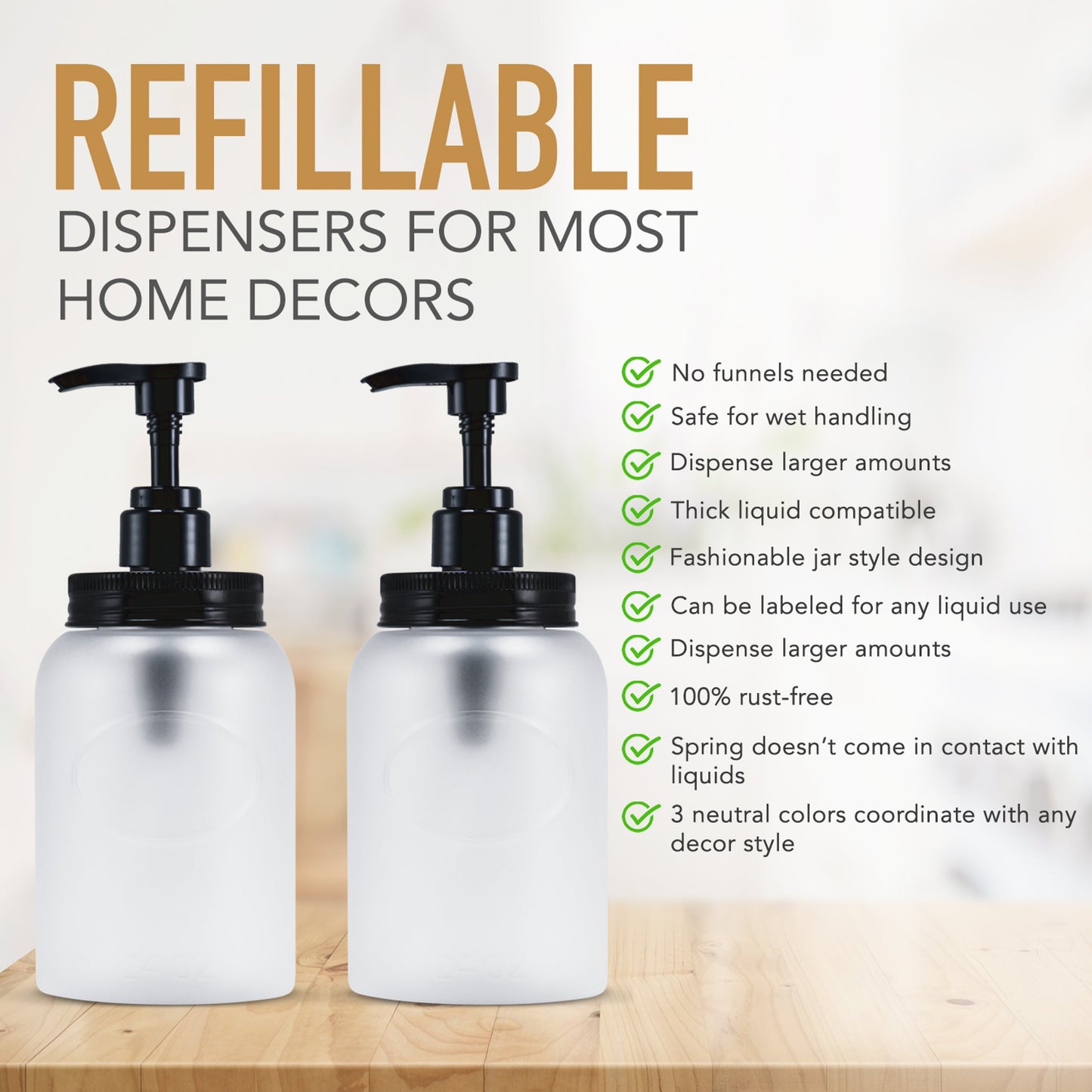 24 oz Wholesale Plastic Refillable Wide-Mouth Pump Bottle Dispensers