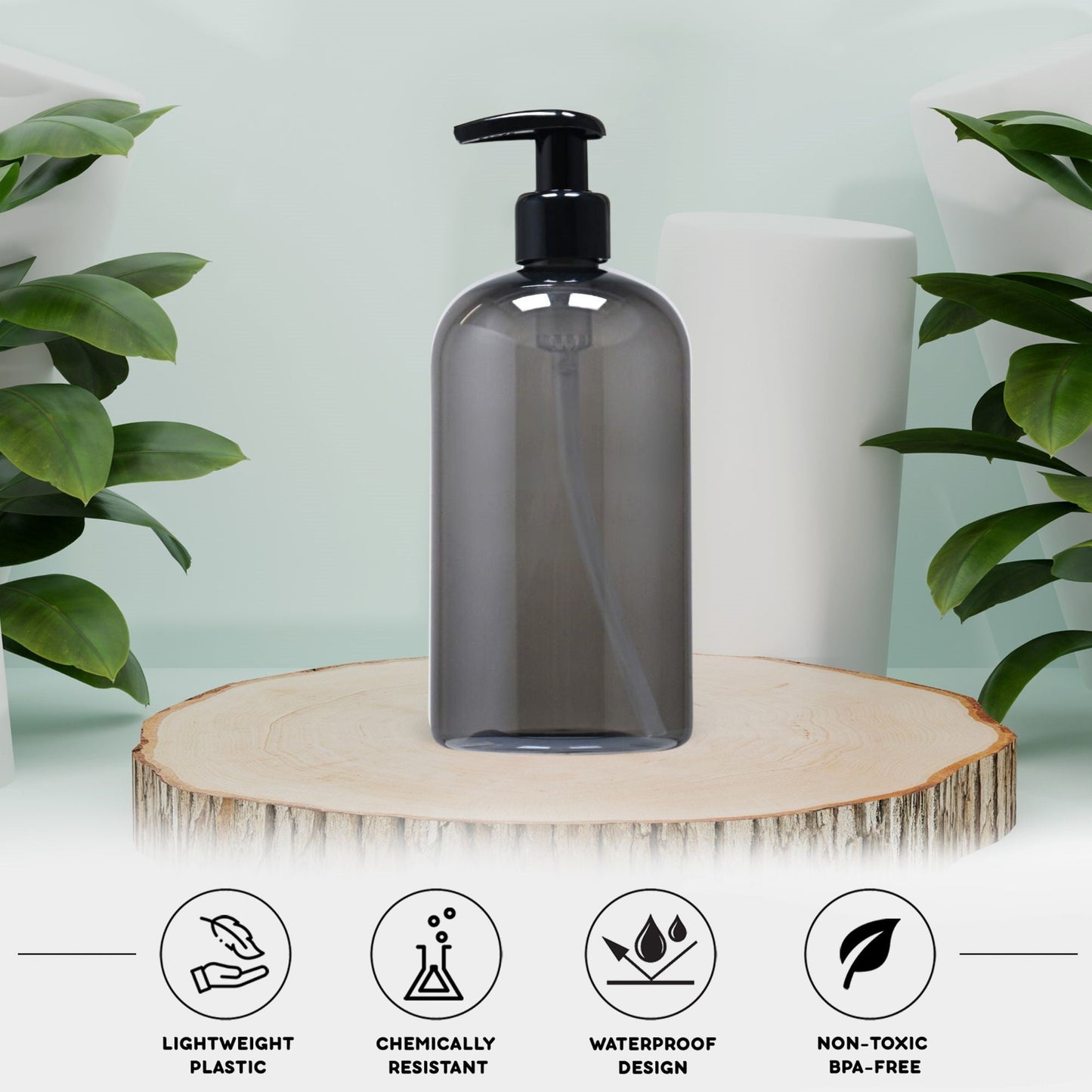 16 oz Wholesale PET Plastic Refillable Bottles-with Lotion Pumps