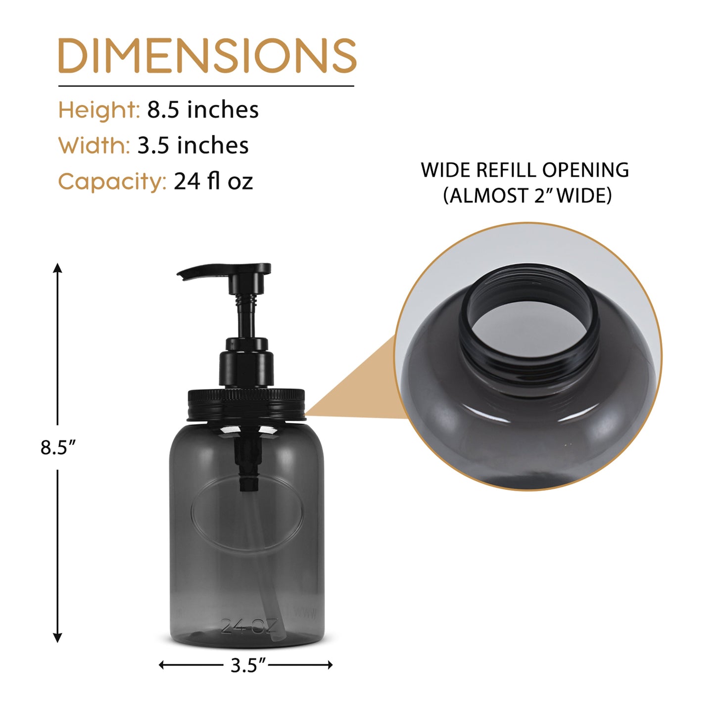 24 oz Wholesale Plastic Refillable Wide-Mouth Pump Bottle Dispensers