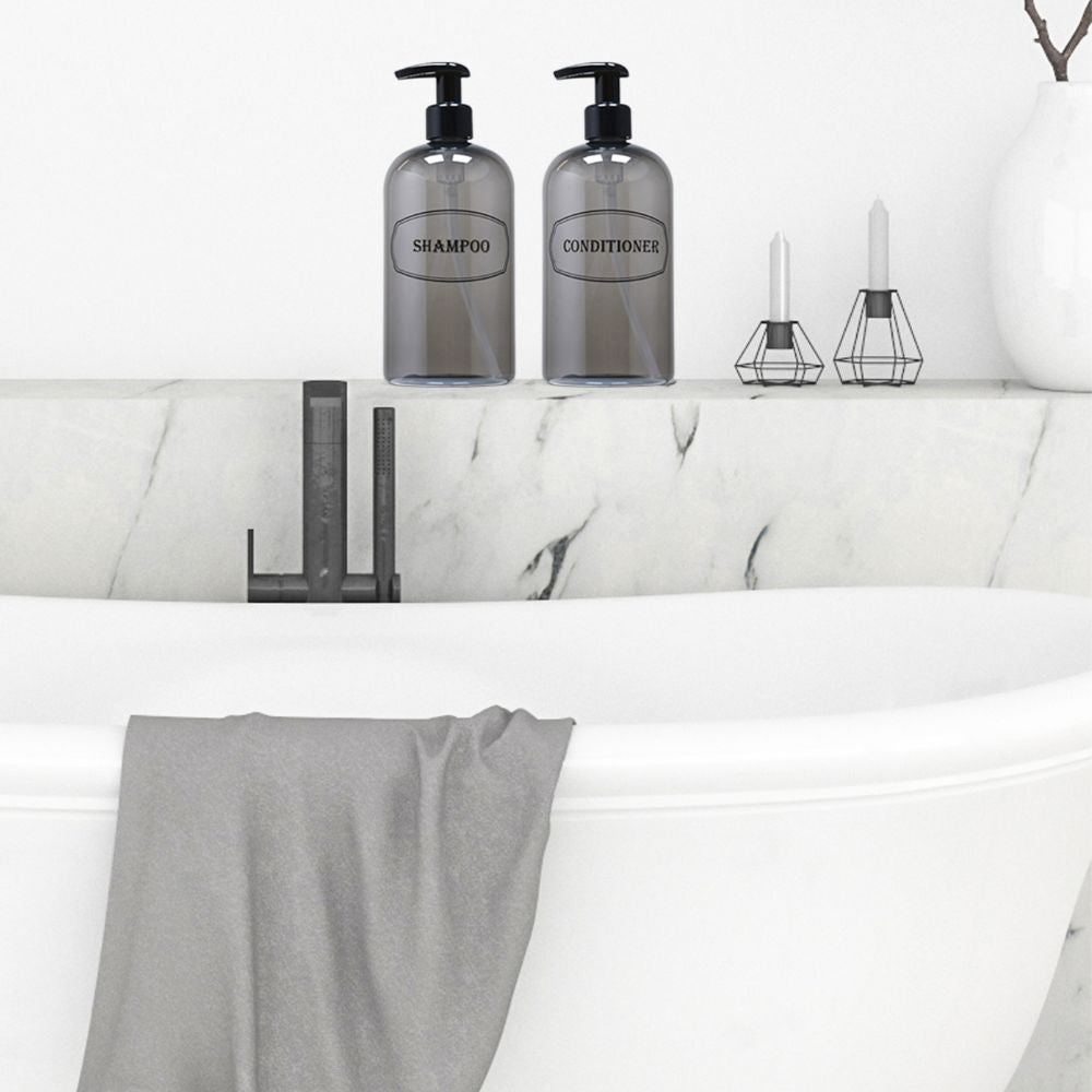 16 oz Wholesale Refillable Plastic Shampoo, Conditioner Shower Dispenser Set