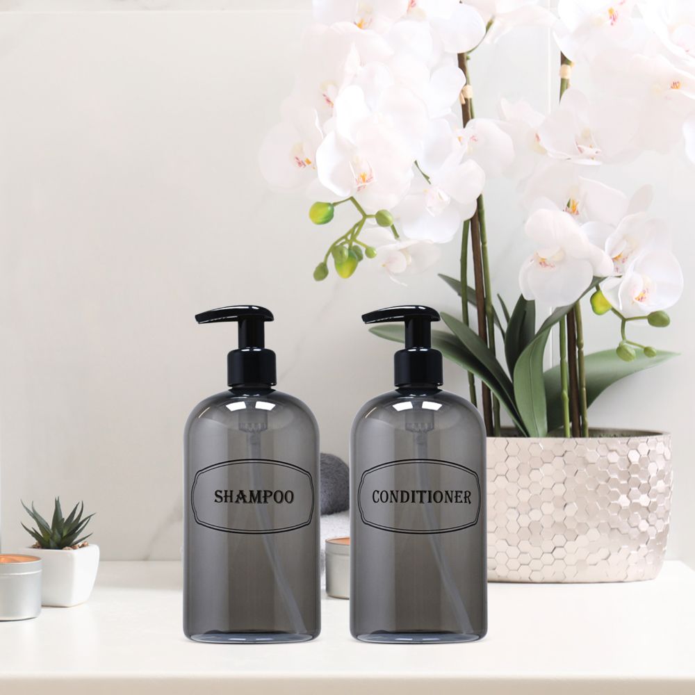16 oz Wholesale Refillable Plastic Shampoo, Conditioner Shower Dispenser Set