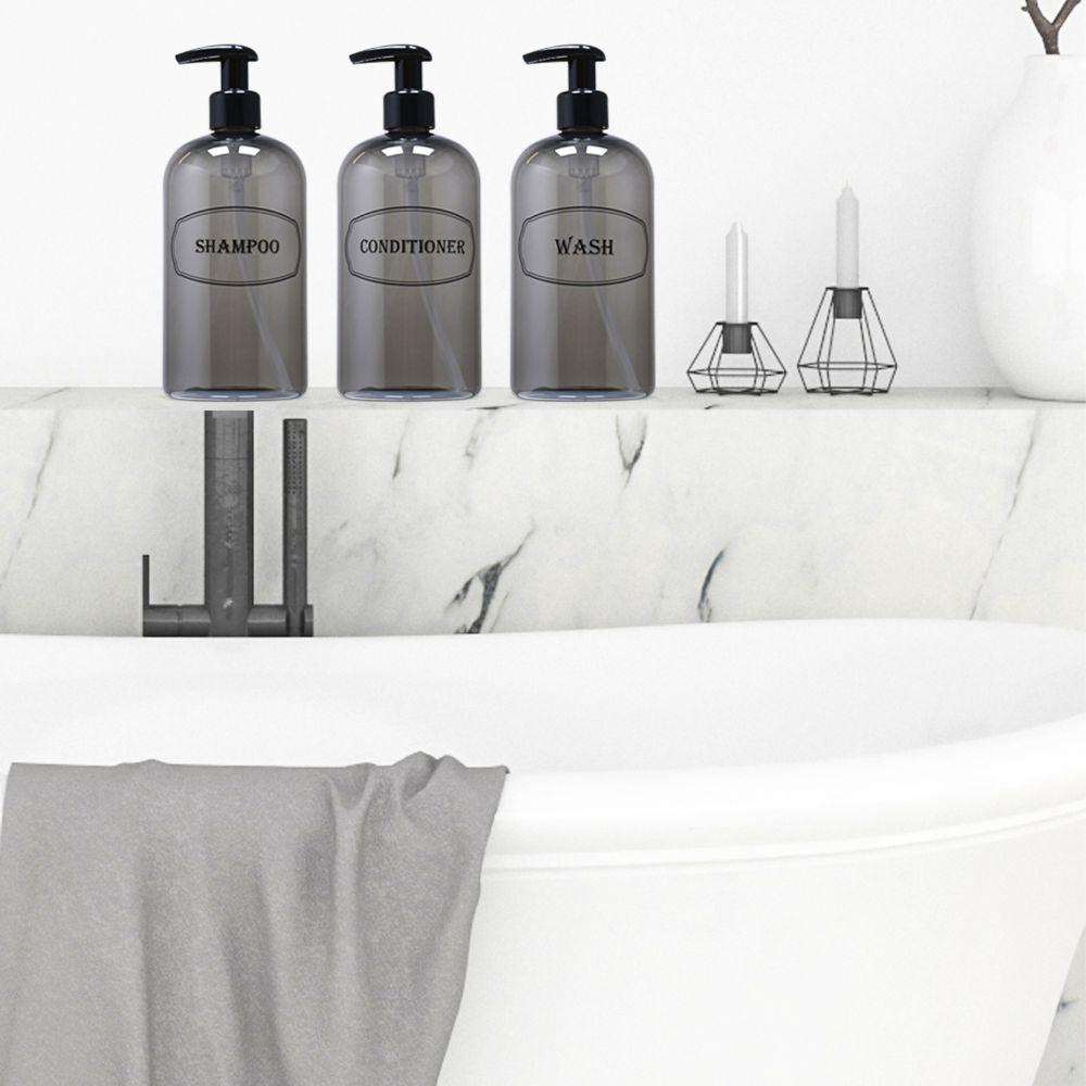 16 oz. Refillable Plastic Shampoo, Conditioner, Wash Shower Bottles with High-Viscosity Pumps
