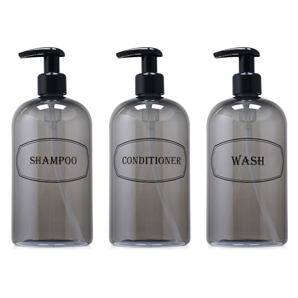 16 oz. Refillable Plastic Shampoo, Conditioner, Wash Shower Bottles with High-Viscosity Pumps