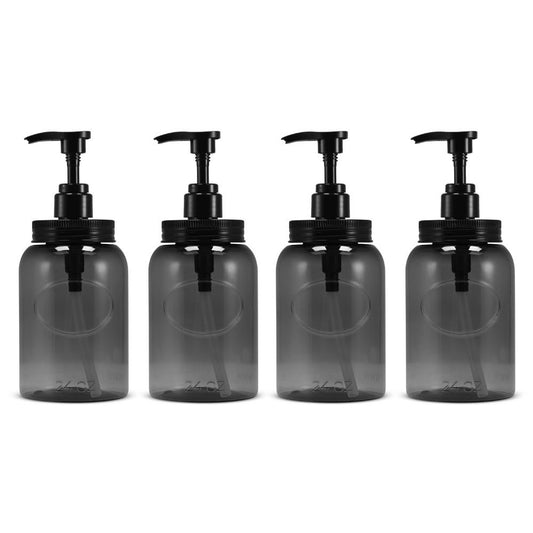 24 oz PET Plastic Refillable Wide-Mouth Pump Bottle Dispenser for Shower and Household Liquids