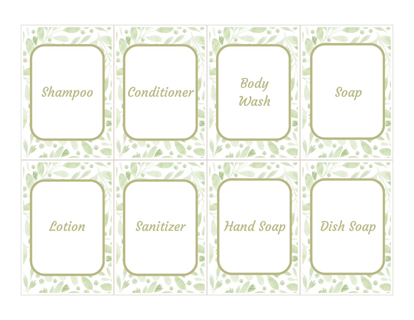 Editable Customizable Botanical Bathroom & Laundry Labels (2.5"x3.5")-Canva Template