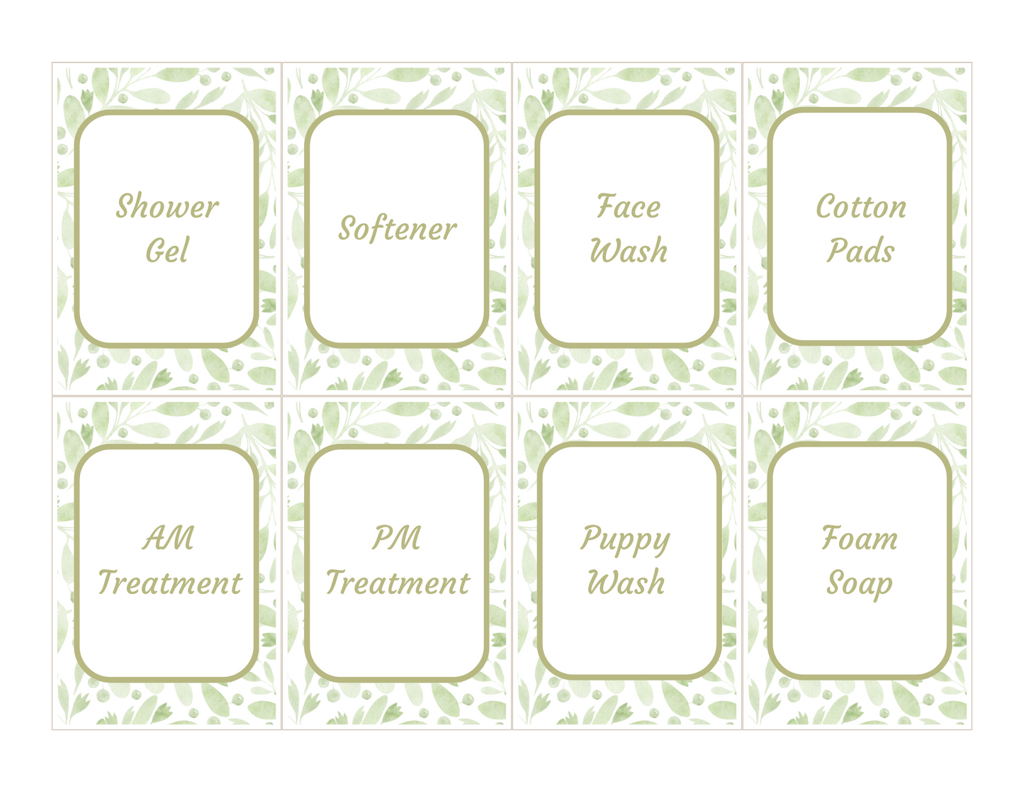 Editable Customizable Botanical Bathroom & Laundry Labels (2.5"x3.5")-Canva Template