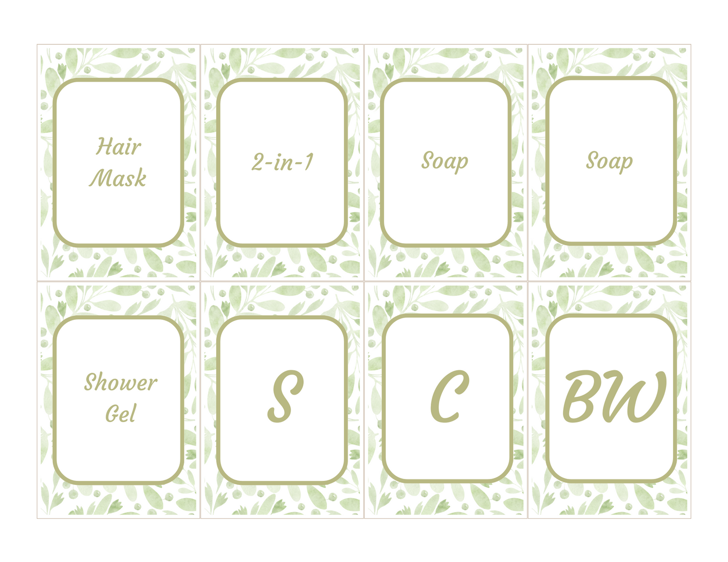 Editable Customizable Botanical Bathroom & Laundry Labels (2.5"x3.5")-Canva Template