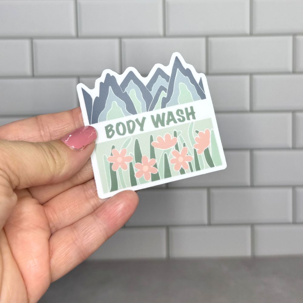 Fields & Mountains Vinyl Sticker Set - Shampoo, Conditioner, Body Wash