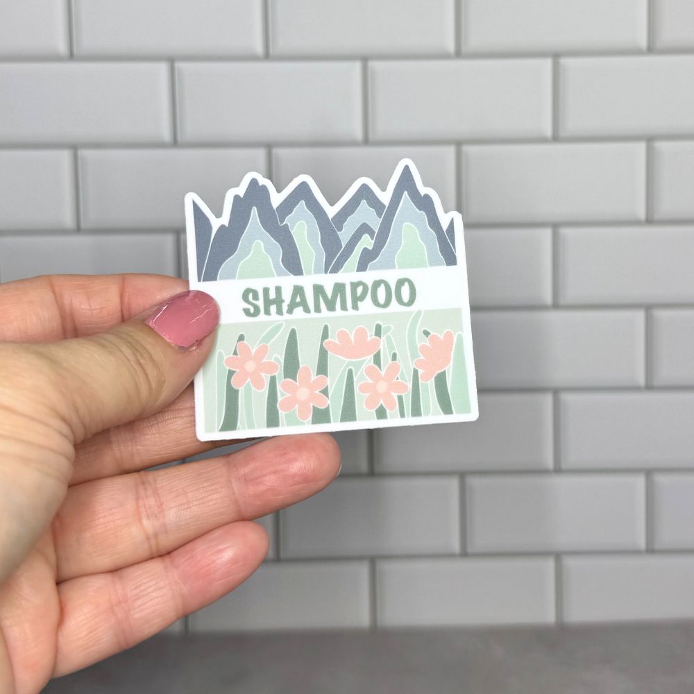 Fields & Mountains Vinyl Sticker Set - Shampoo, Conditioner, Body Wash