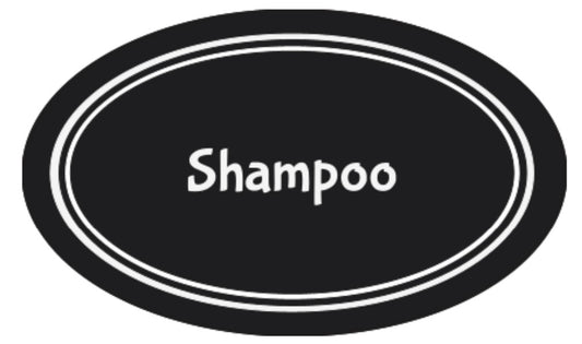 Individual Waterproof Labels for Refillable Bottles-Black & White Oval-1.5"x2.5"