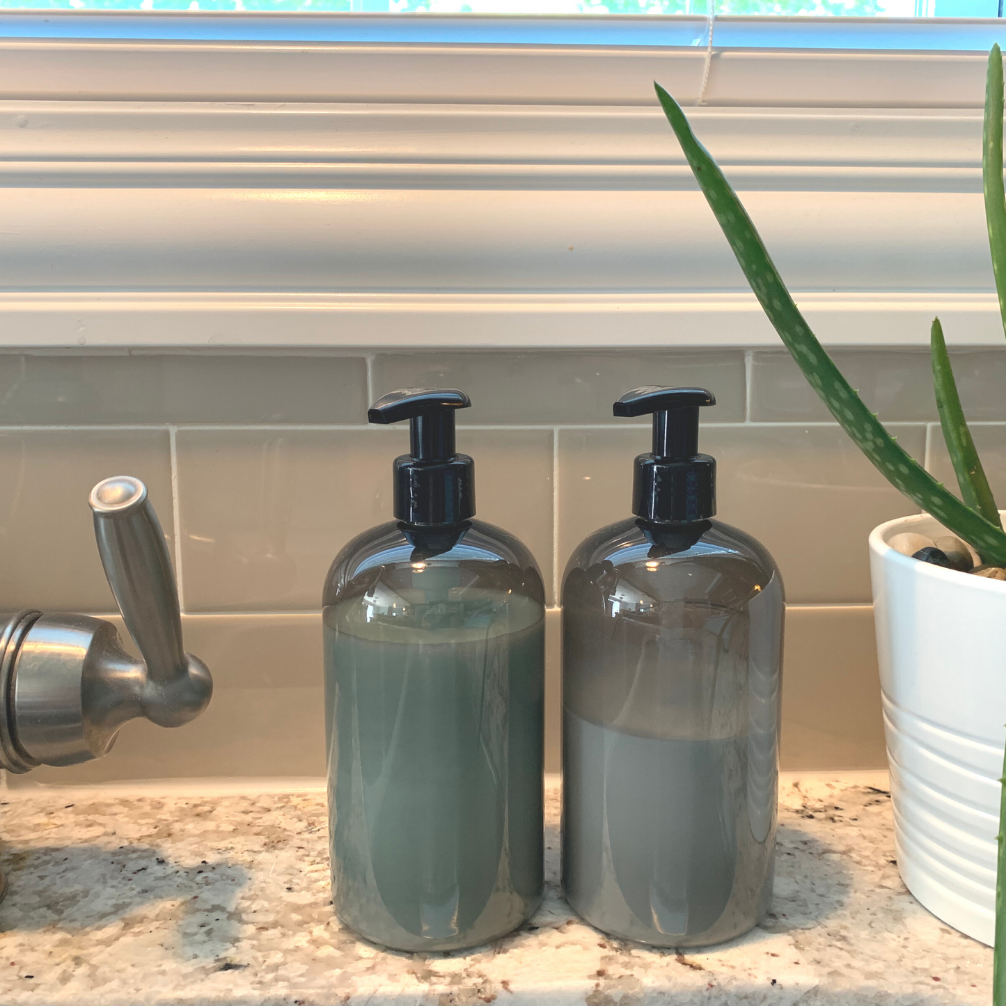 16 oz Empty PET Plastic Refillable Bottles-with Lotion Pumps