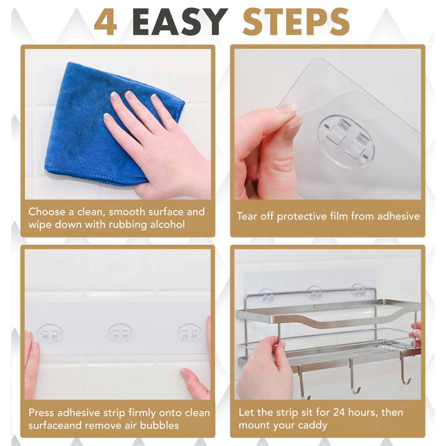 Wholesale Stainless Steel Adhesive Shower Caddies-2 Caddies Each Set
