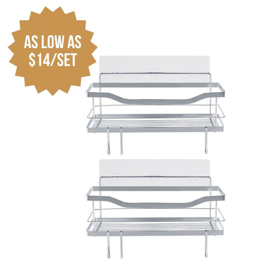 Wholesale Stainless Steel Adhesive Shower Caddies-2 Caddies Each Set