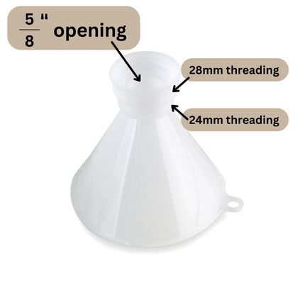 Twist-on Plastic Funnels Wholesale-Fits 24mm and 28mm Threaded Bottles
