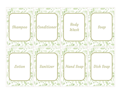 Printable PDF Botanical Bathroom & Laundry Labels-2.5"x3.5"