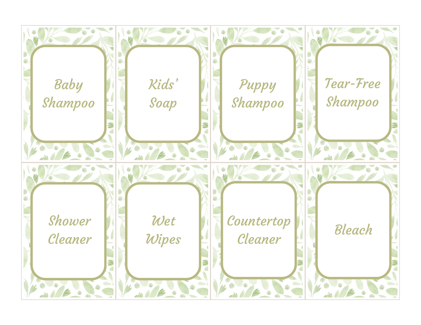 Editable Customizable Botanical Bathroom & Laundry Labels (2.5"x3.5")-Canva Template