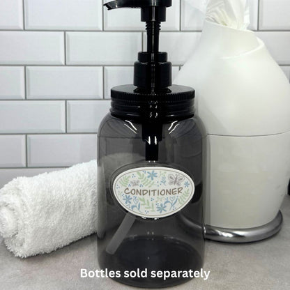 pastel garden doodle Conditioner sticker on Bottiful Home gray wide mouth bottle