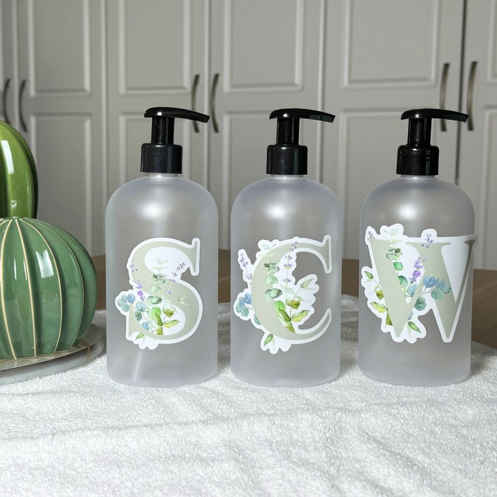 Eucalyptus Charm Vinyl Sticker Set - Shampoo, Conditioner, Wash