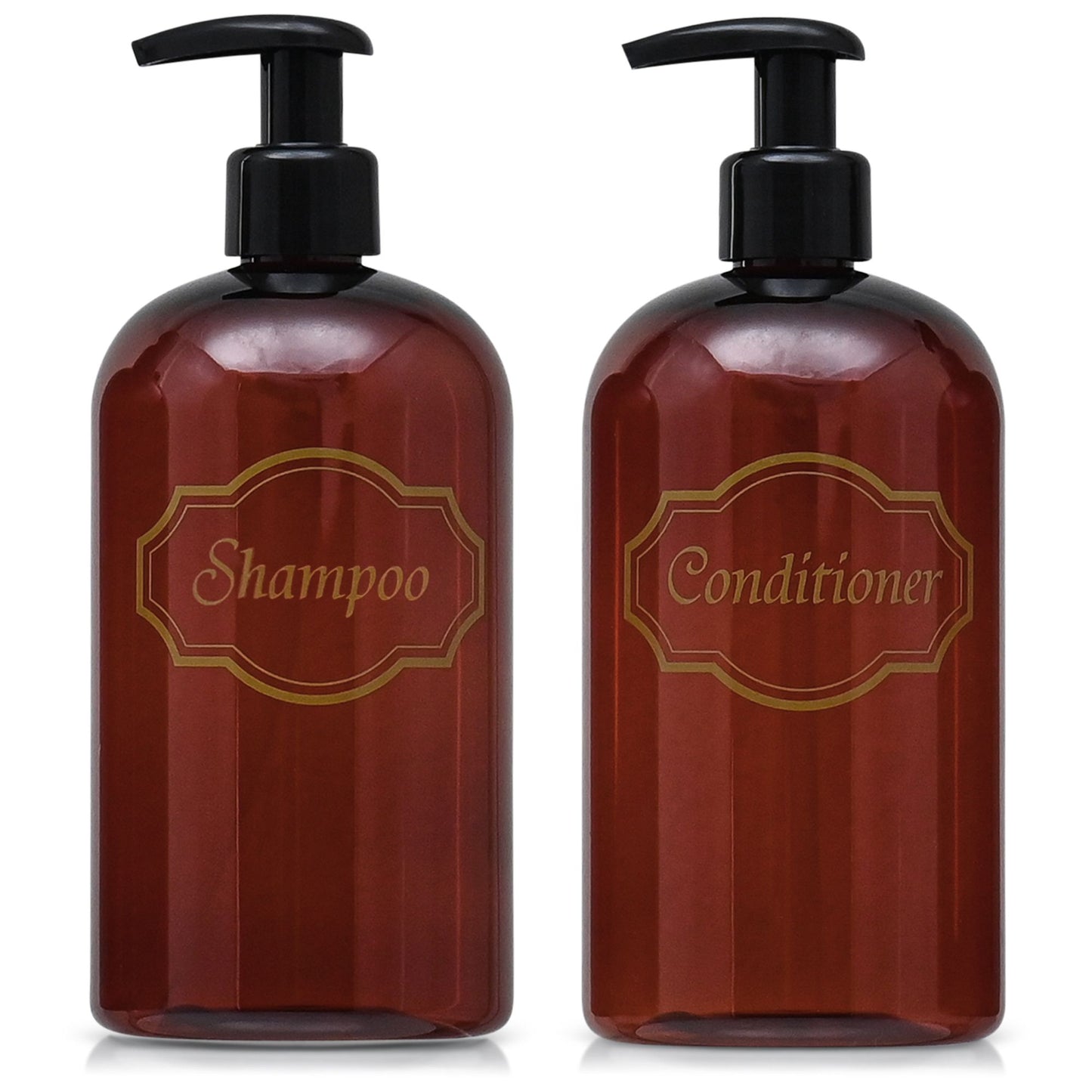 16 oz Refillable PET Plastic Shampoo and Conditioner Shower Soap Dispensers w Pumps