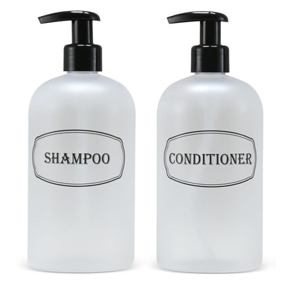 16 oz Refillable PET Plastic Shampoo and Conditioner Shower Soap Dispensers w Pumps