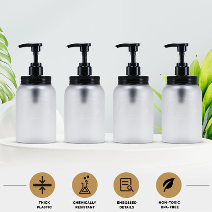 24 oz PET Plastic Refillable Wide-Mouth Pump Bottle Dispenser for Shower and Household Liquids