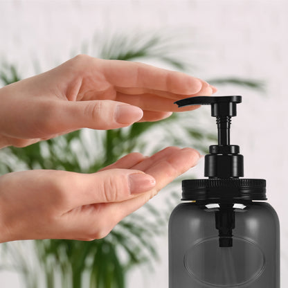24 oz PET Plastic Refillable Wide-Mouth Pump Bottle Dispenser for Shower and Household Liquids - Set of 4