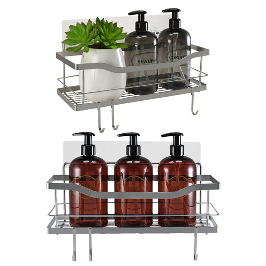 304 Stainless Steel Shower Caddies-Rustproof-No Drill-Removable Adhesive-Set of 2